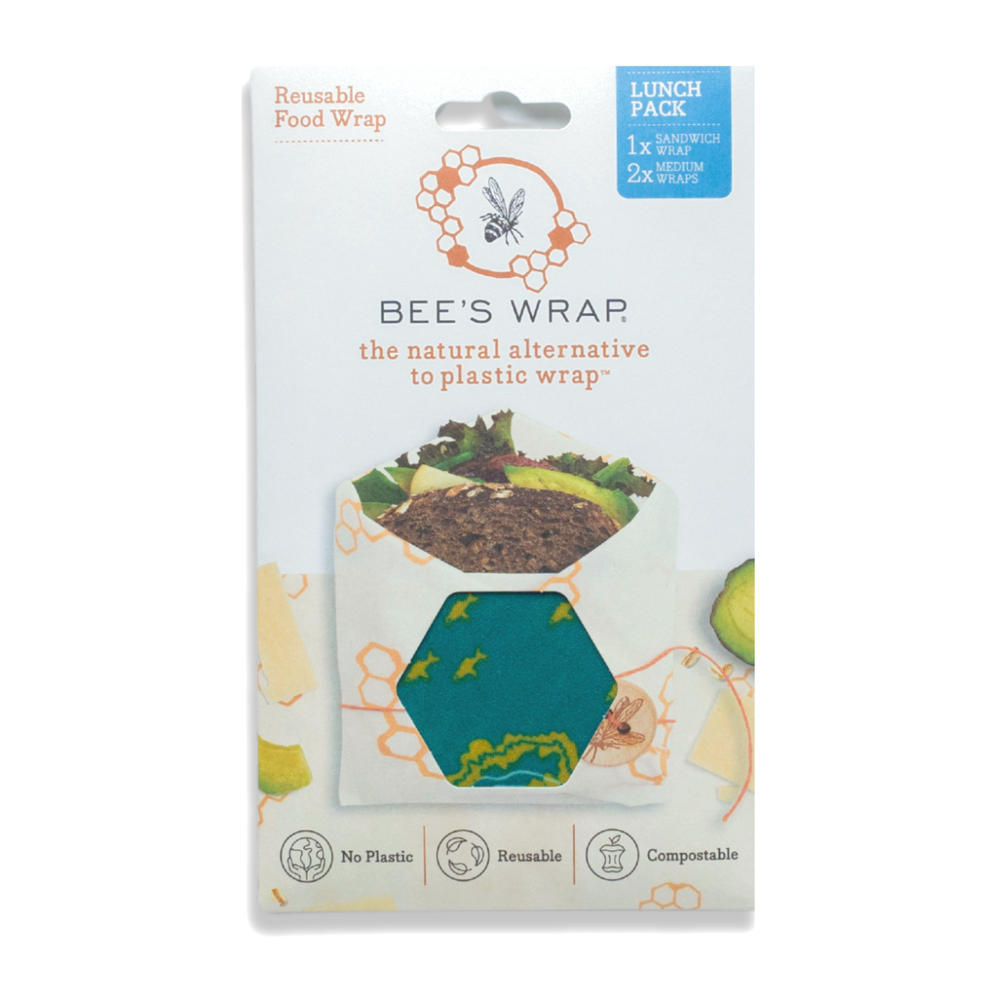 Bee's Wrap - Wholesale Food Storage Wrap/Bag - Lunch 3 Pack - Oceans Print3