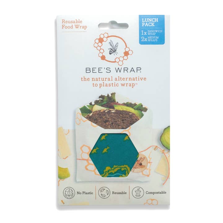 Bee's Wrap - Wholesale Food Storage Wrap/Bag - Lunch 3 Pack - Oceans Print3