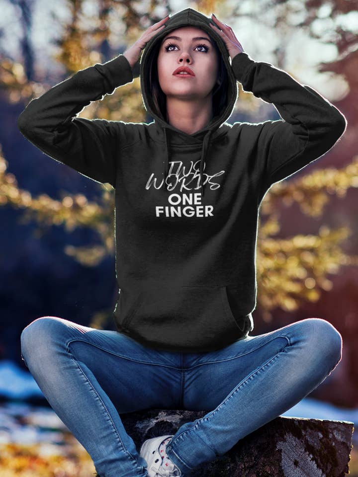 Two Words One Finger - Women's Hoodie for wholesale by Smart Ass Shirts