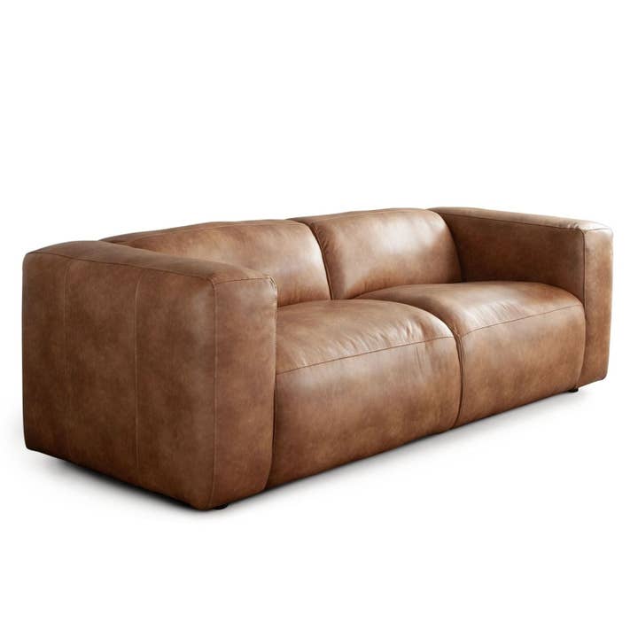Hyde Saddle Brown Leather Sofa for wholesale by LOOMLAN