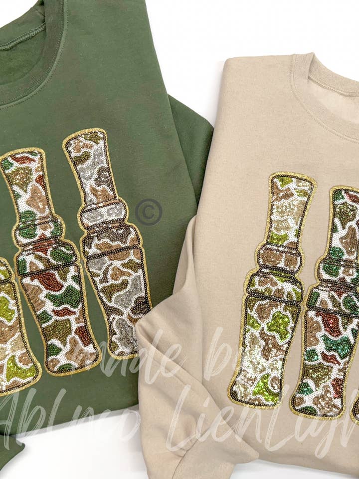 Camo Duck Call Hunting Sequins Patch Sweatshirt for wholesale by ABLNco