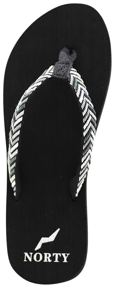 Eastern Off Price - Wholesale Flip Flops - Women's - NORTY Women Footbed Flip Flop Sandal 41710 Bk/Gy Herringbone5
