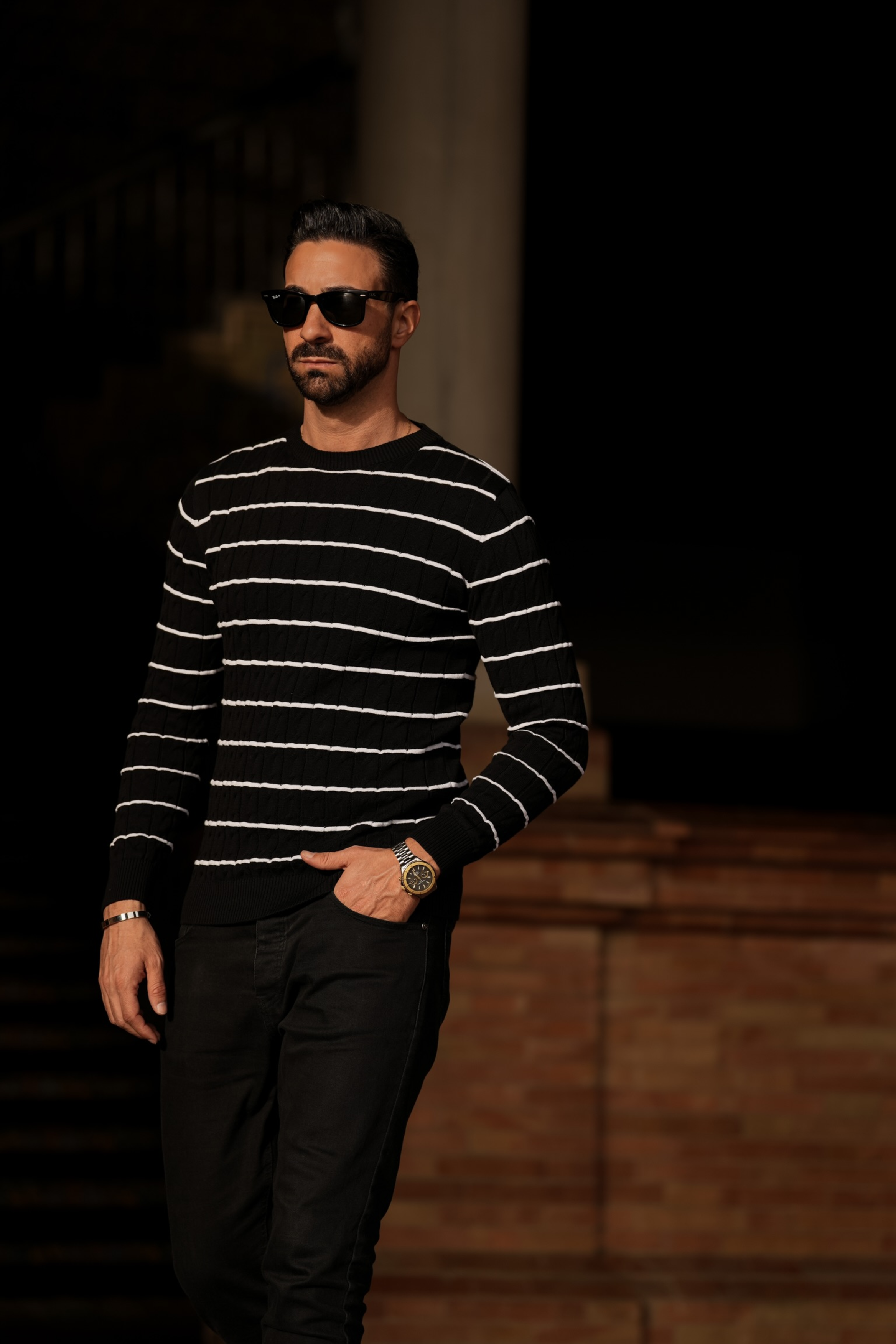 DONATO - Wholesale Sweatshirt - Men's - RAYAS BLACK&WHITE3