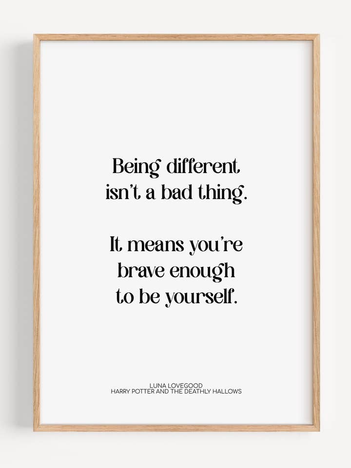 Impression de citation Harry Potter Être différent pour la vente par Peardrop Prints