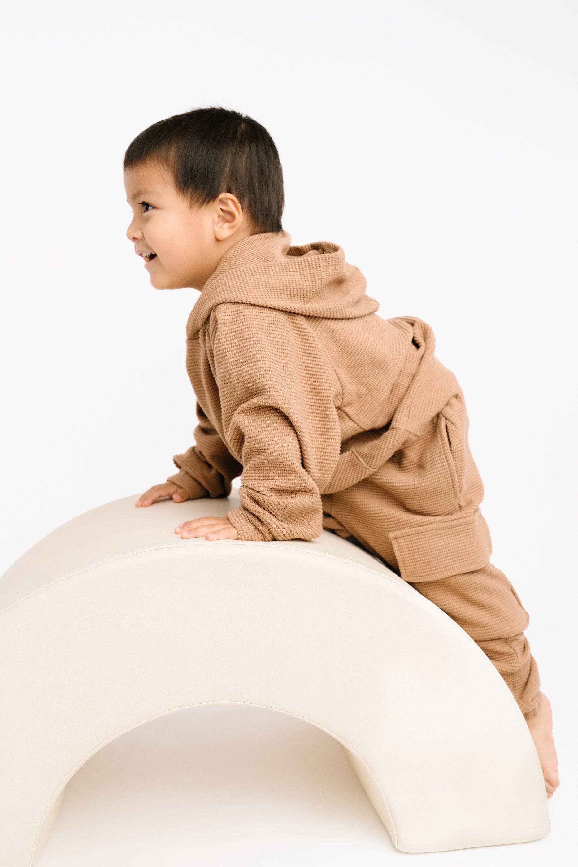 Little One Shop - Wholesale Top & Pant Set - Kids - Toasted Almond Waffle Cargo Set6