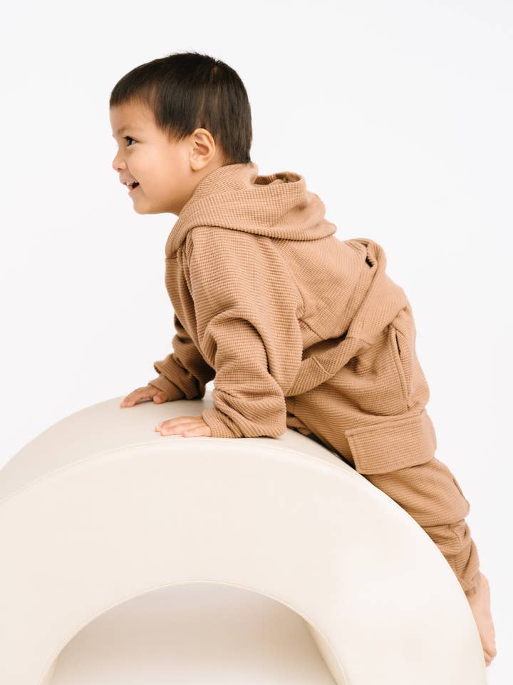 Little One Shop - Wholesale Top & Pant Set - Kids - Toasted Almond Waffle Cargo Set6