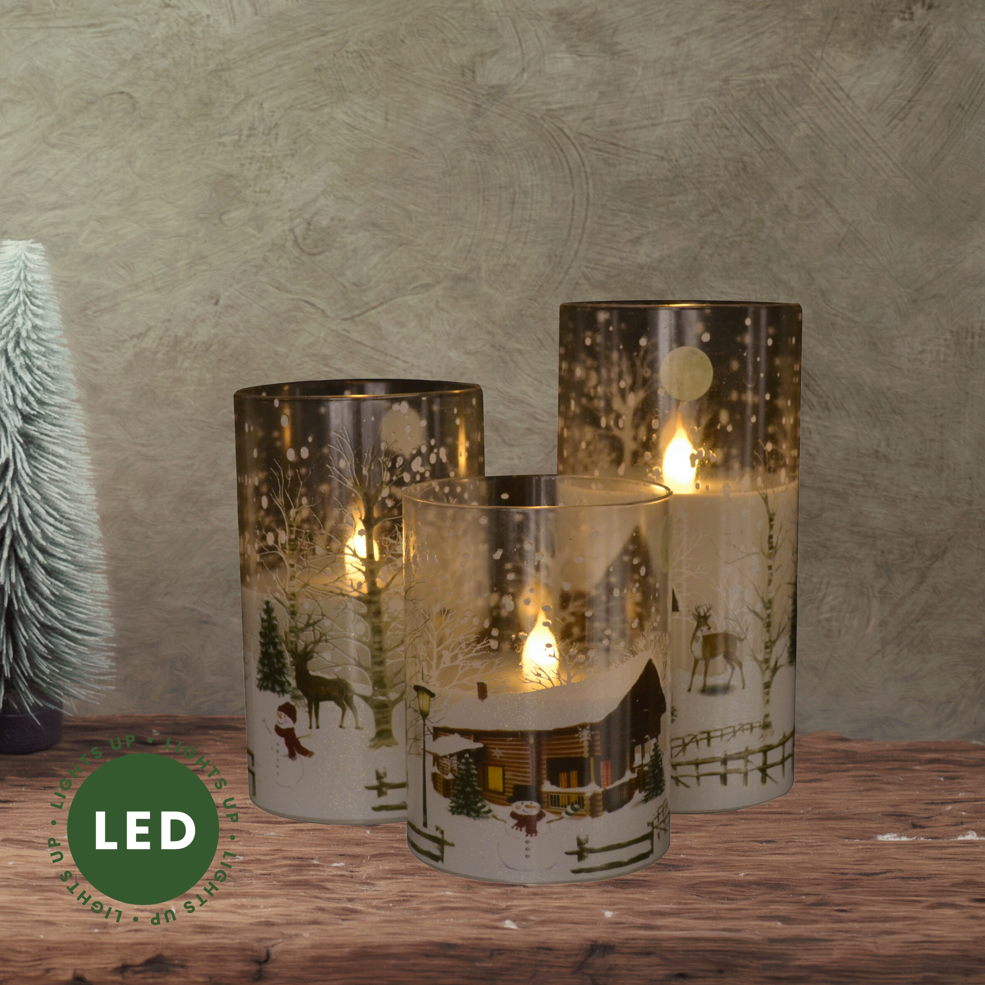 GeoCentral - Wholesale Lantern - LED Lanterns w/ Snowy Village Scene1