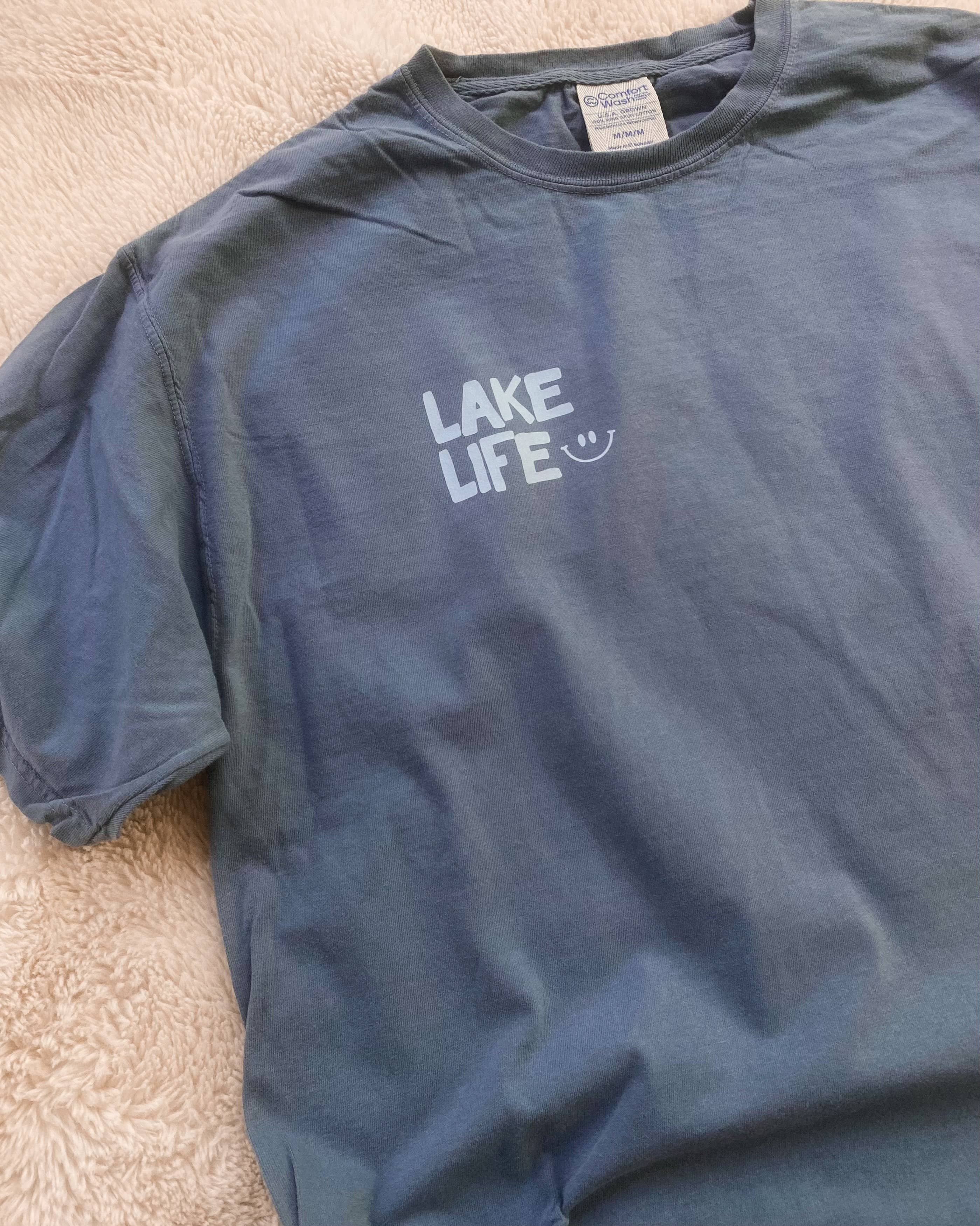 Rad Vibes Only - Wholesale Screen Printed T-Shirt - Women's - Lake Life Garment Dyed Tee Smiley Summer T-Shirt Boating Fun2