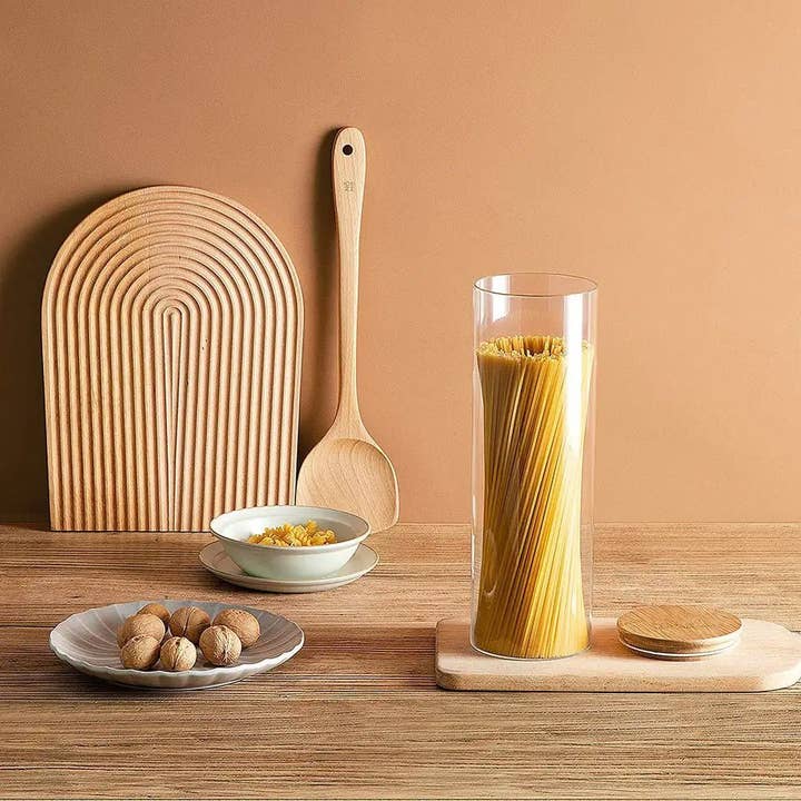 Tea and Linen – wholesale Canister – Large Bamboo and Glass Storage Canister2