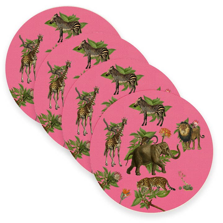 Marye-Kelley - Wholesale Placemat - Afrikaanse obsessie op roze linnen placemats2