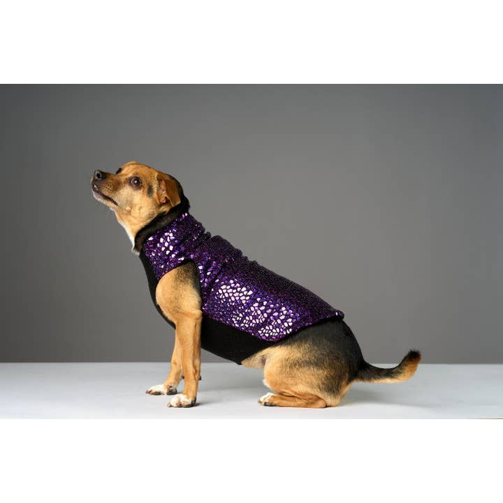 Disco Dog - Wholesale Pet Sweater - Dog - Purple Holographic Night Fever Disco Dog Sweater3