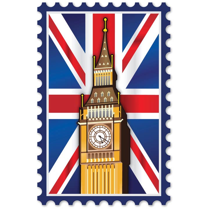 Londres Inglaterra Big Ben Union Jack Bandera Británica Sello Arte de Pared para venta al por mayor de Gotham Gifts