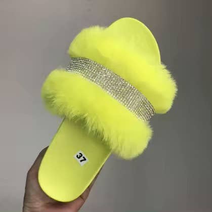 SugarQuoteMeNot LLC - Wholesale Slides - Women's - ***New Color***Furry Diamond Bling Slides4