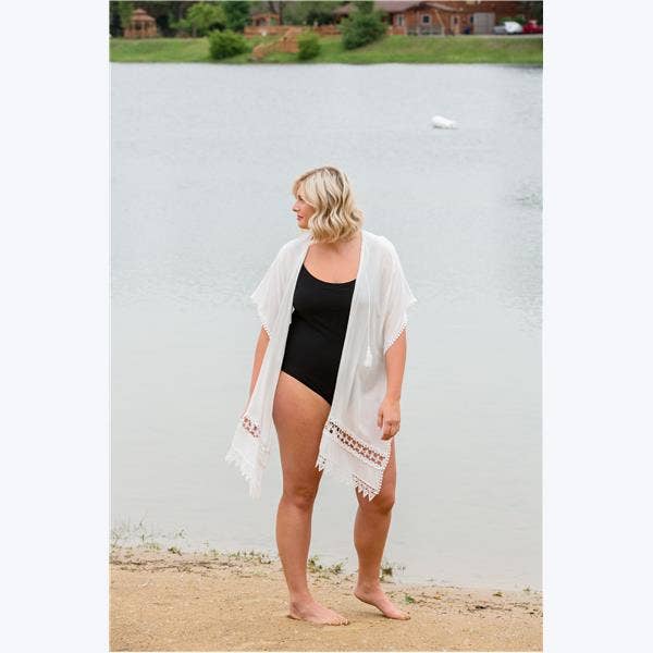 White Kimono Beach Cover, 2 Asstd. (65) *100% Viscose for wholesale by Young's