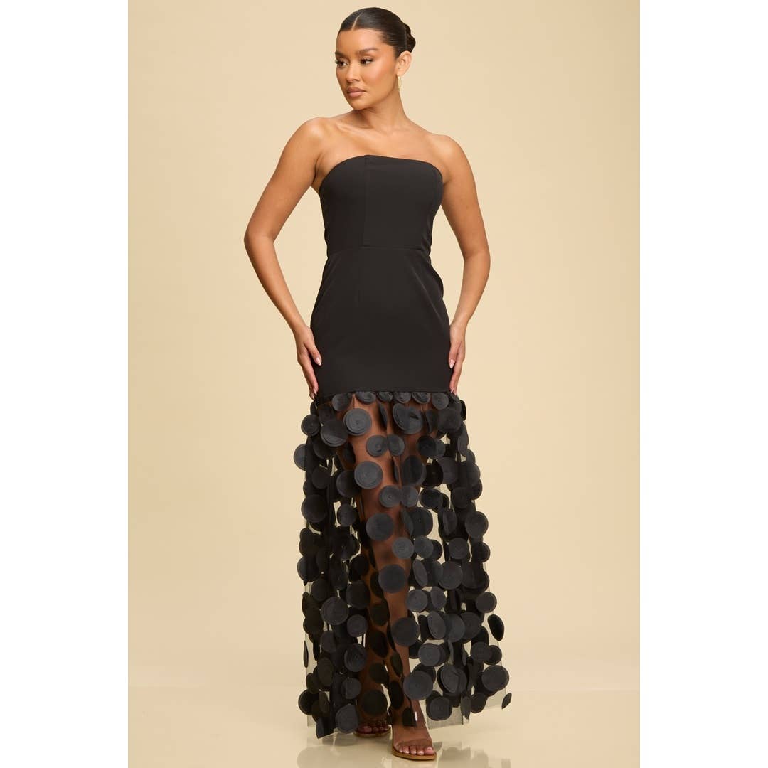 Luxxel - Wholesale Dress - Women's - TEXTURED 3D CONTRAST DRESS2