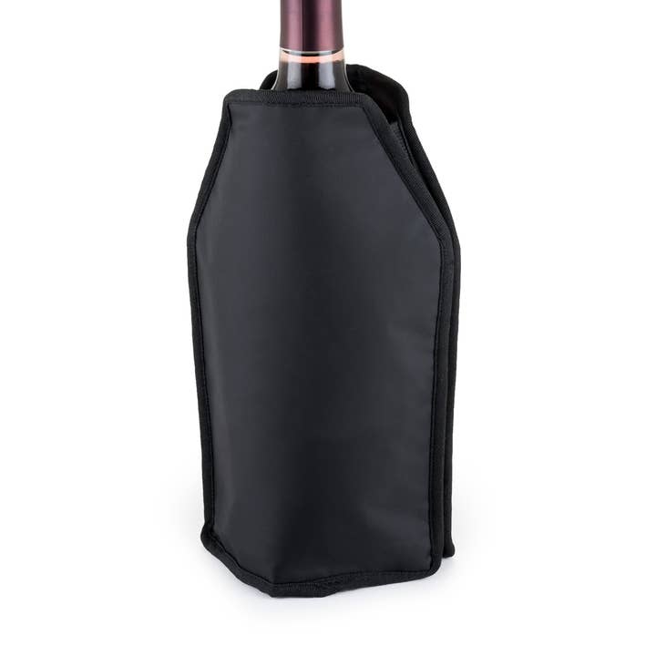 Black Nylon Wine Bottle Freezer Sleeve with Cooling Gel for wholesale by TRUE