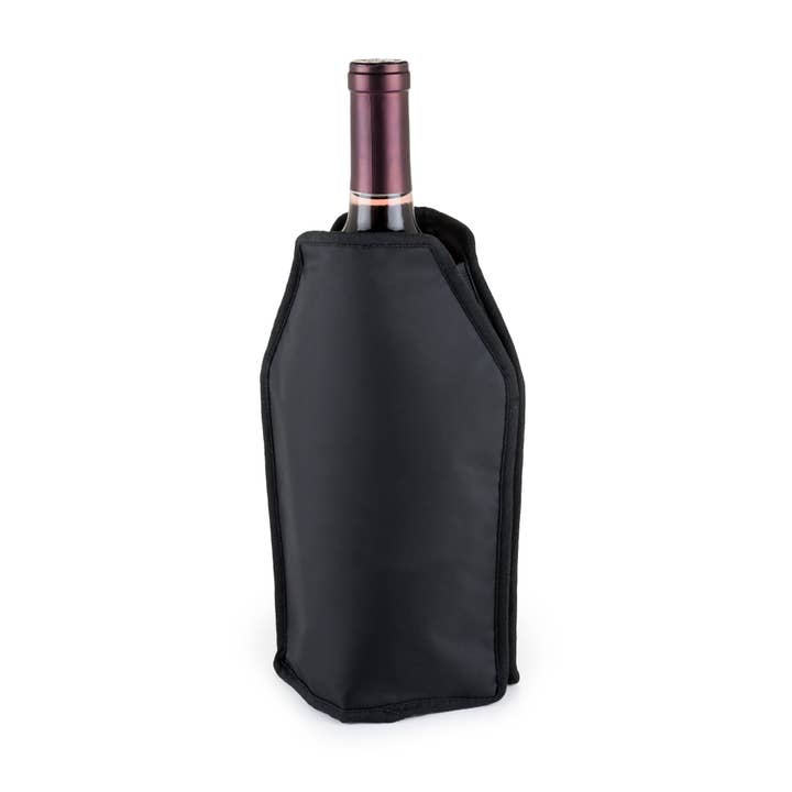 Black Nylon Wine Bottle Freezer Sleeve with Cooling Gel for wholesale by TRUE