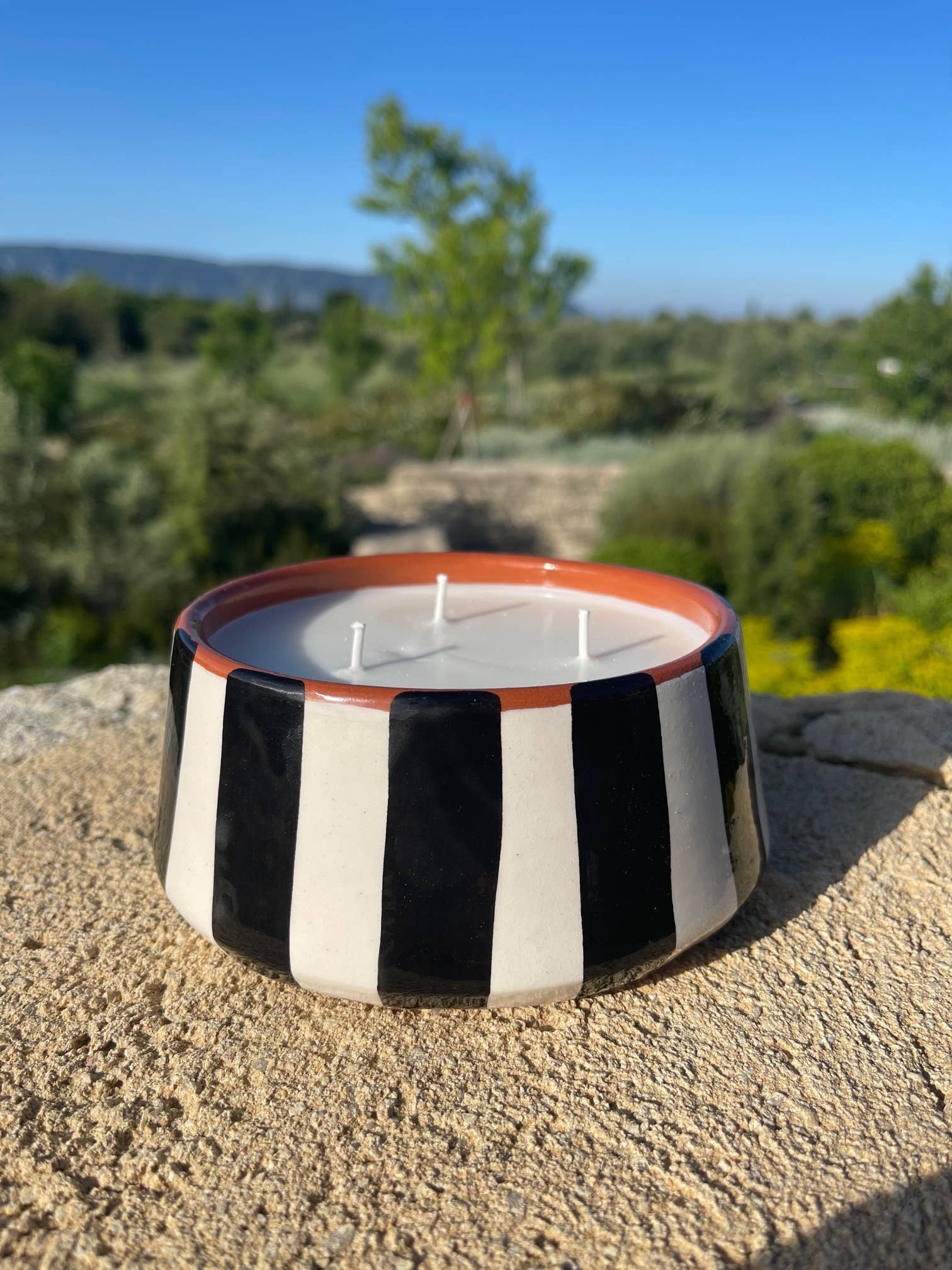 Atelier Bon Sens - Wholesale Jar/Filled Candle - Black and white candle, “Le Potager du Sud”0