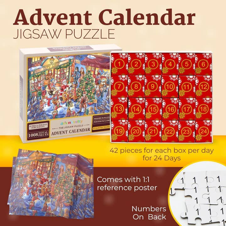 4E's Novelty - Wholesale Puzzle - Adult - 4E's Christmas Advent Calendar Jigsaw – 1008 Pcs, 24 Days