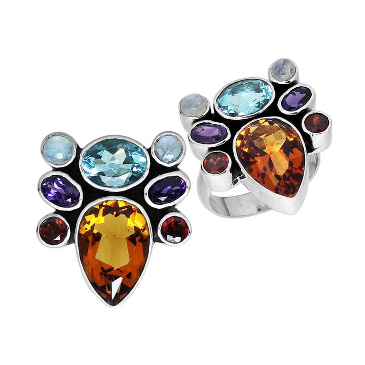 SR-2732-CO2 Sterling Silver Handcrafted Multi-Stone Ring – Wholesale Jewelry from Bali, Indonesia for wholesale by Bali Designs