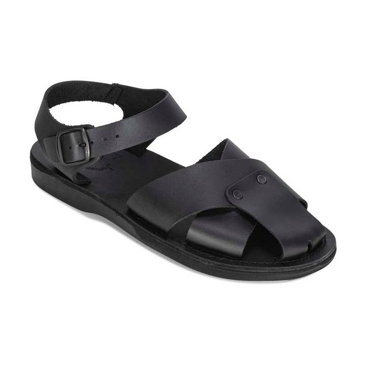 Kai - Sandale blindée en cuir | Noir pour la vente par Jerusalem Sandals