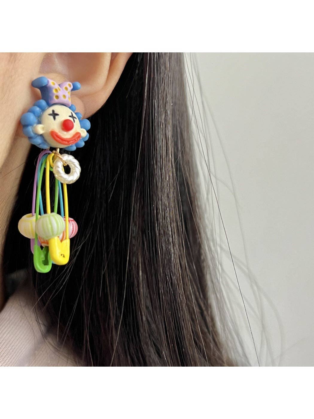 Multicolor Earwish - Colorful Circus Clown Earrings for wholesale on Faire1