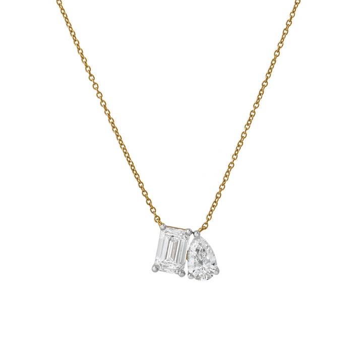 Collana Toi Et Moi con diamanti coltivati in laboratorio in oro giallo 14K Aurelia – 1 Ct per la vendita all'ingrosso da parte di LuvMyJewelry (LMJ)