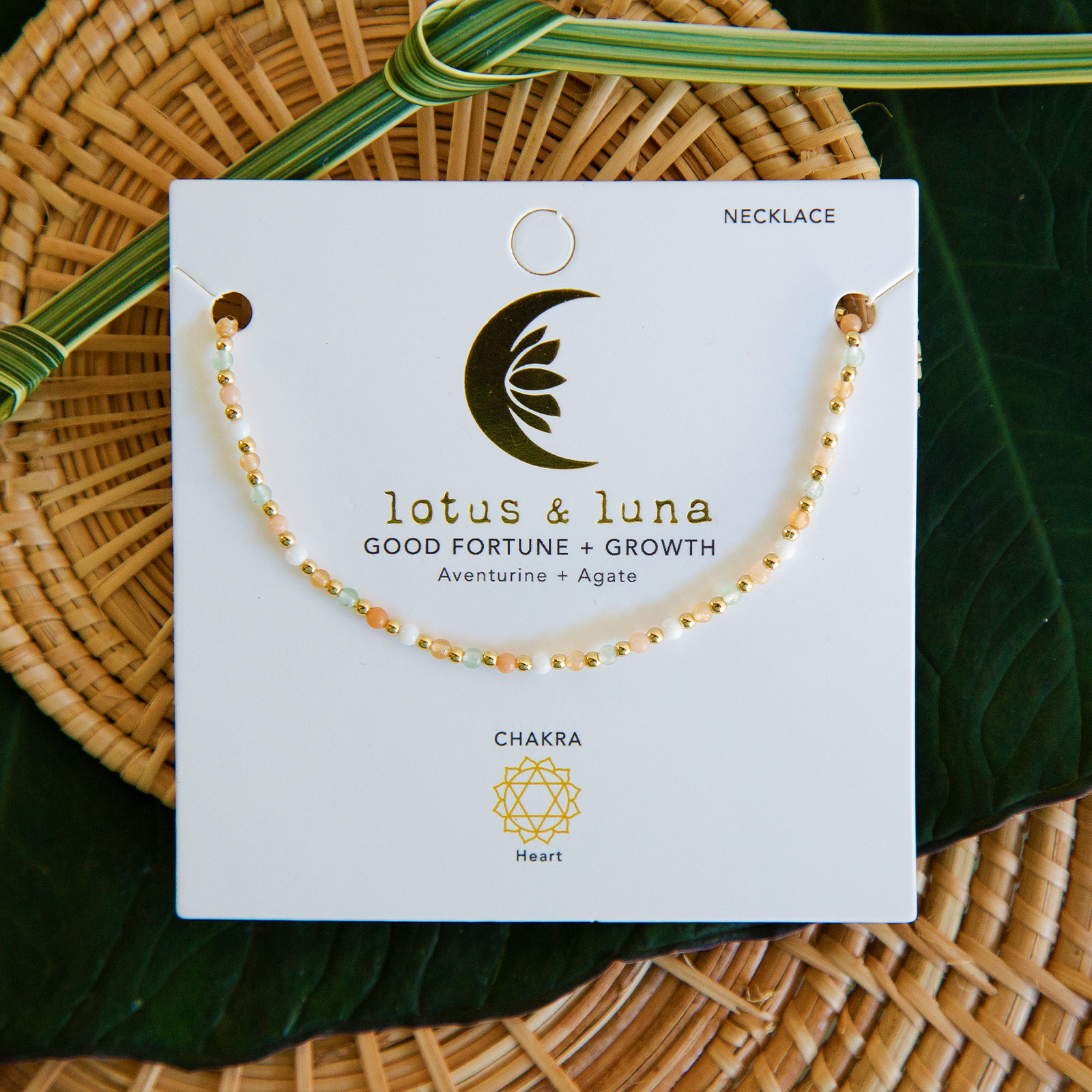 Lotus and Luna - Wholesale Beaded/Pearl Necklace - Good Fortune + Growth 2mm Healing Necklace (Gold)1