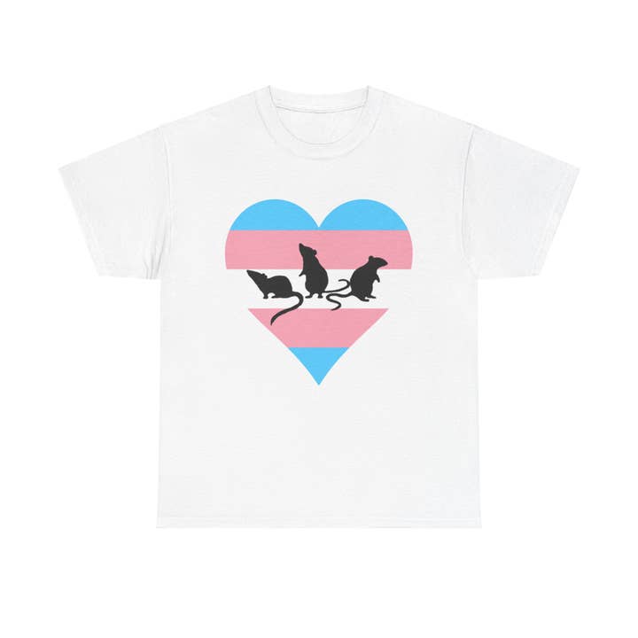 T-shirt unisexe en coton épais 3 petits Trans Rats pour la vente par MegandMoonCo