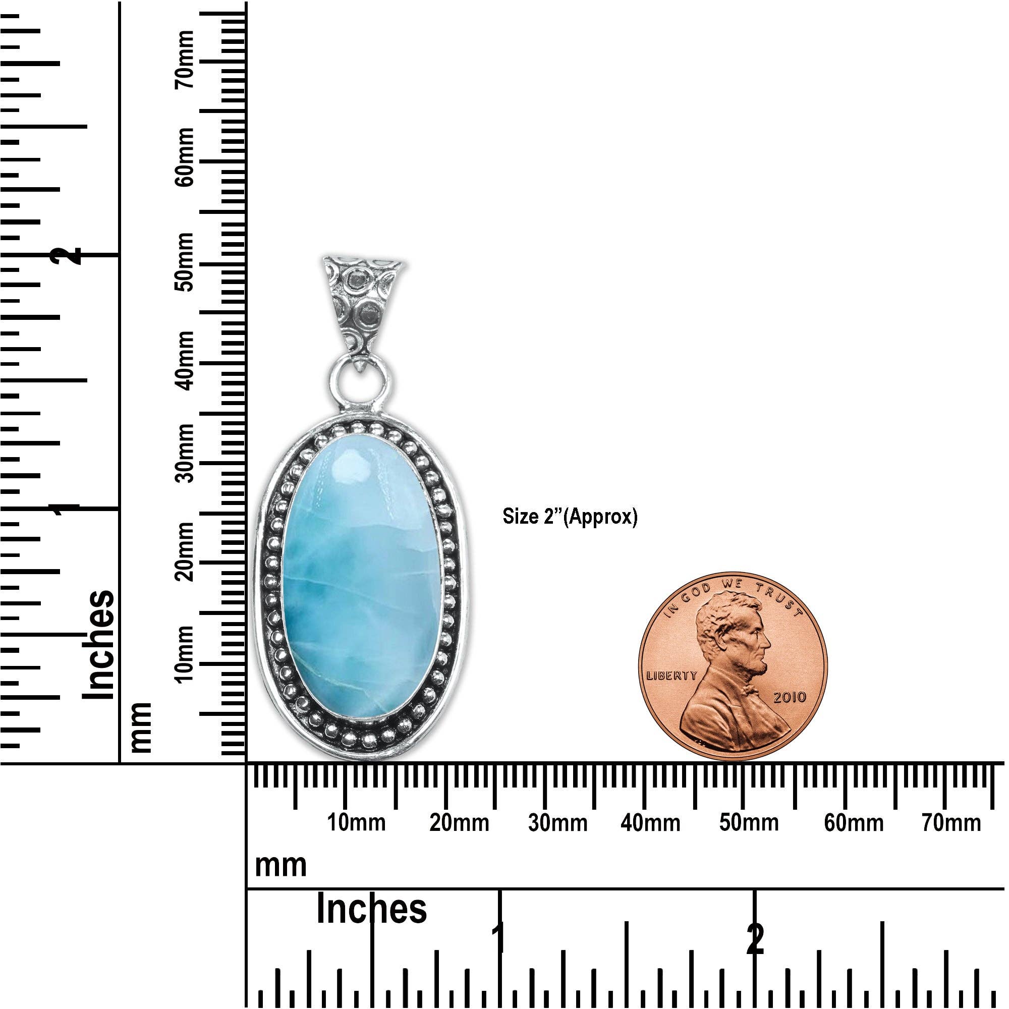 Handmade Jewels - Wholesale Individual charm/pendant - Larimar Artisan Pendants -  Handmade, Silver-Plated Brass, Wholesale (Made To Order)9
