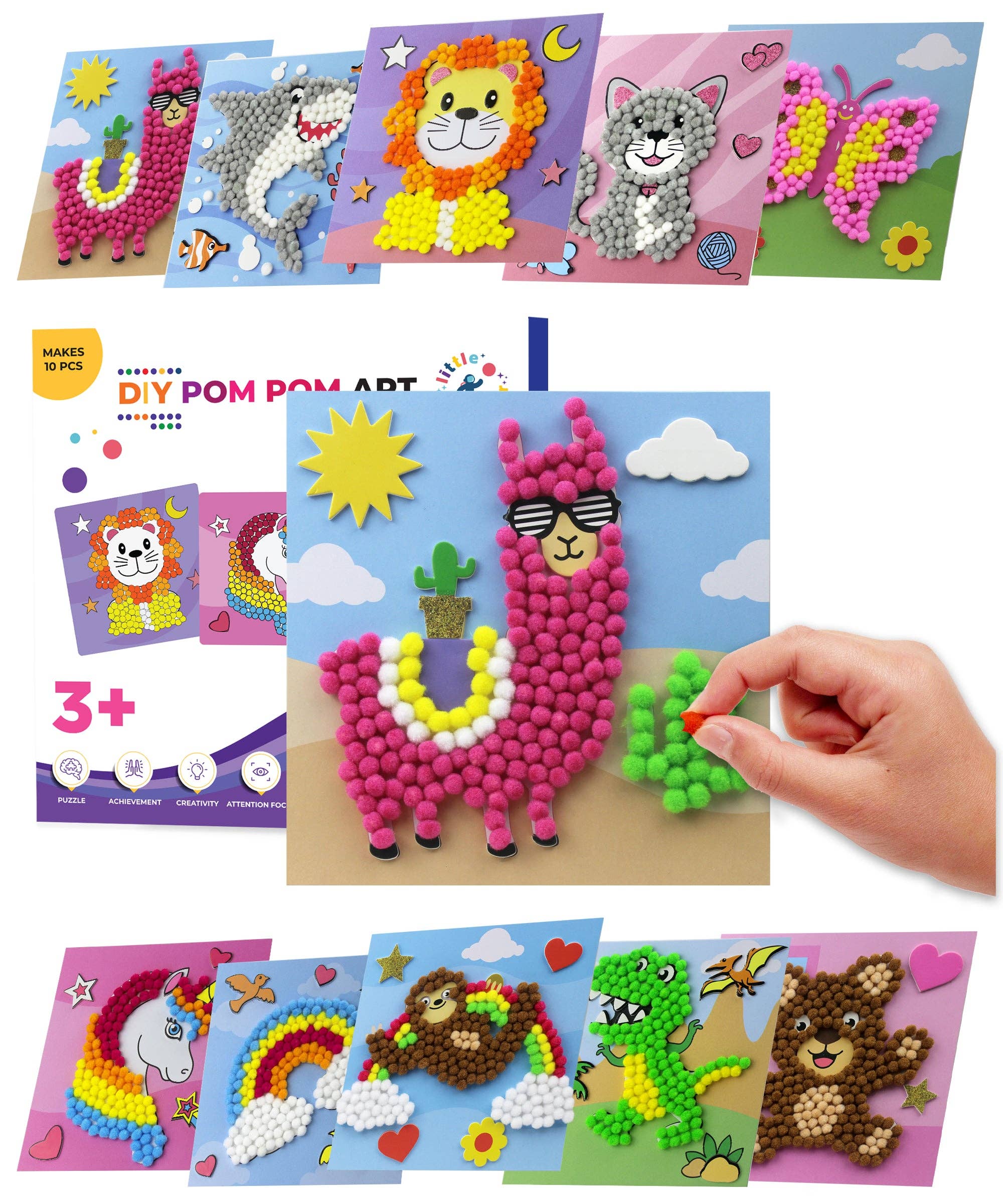 AYK Brand - Wholesale Doe-het-zelf-knutselset - Kinderen - DIY Pomponkunst - 10 stuks (Set 3)0