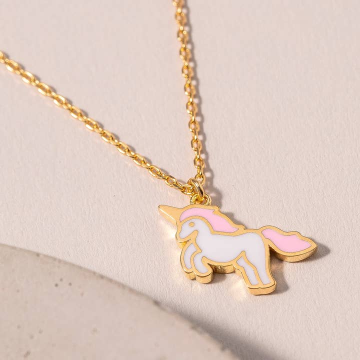 Kids Unicorn Charm Necklace Kids Necklace - Kids Gold Hypoal for wholesale by Verita Lane