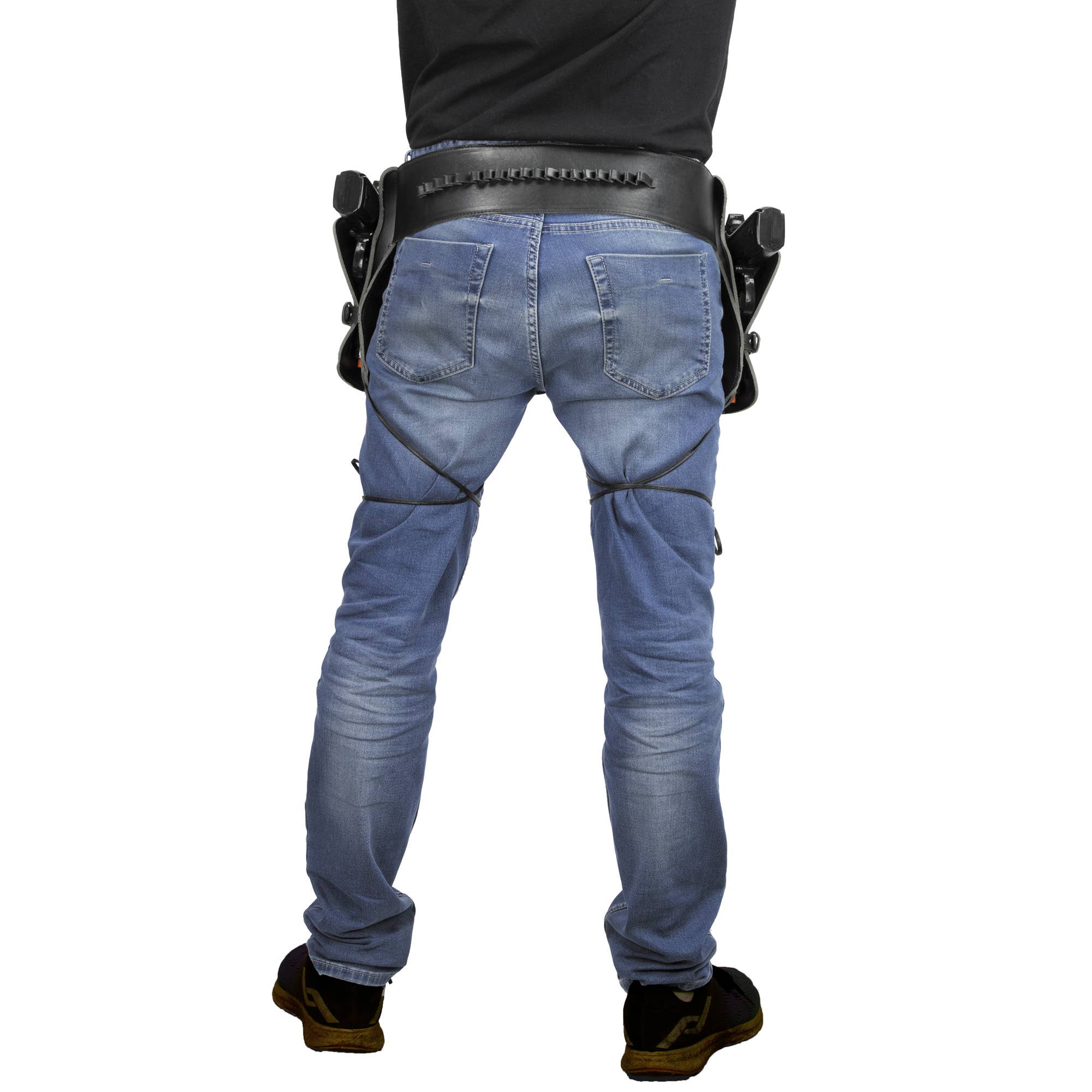 Party Pro - Wholesale Costume - Unisex - ADULT BLACK FAUX LEATHER DOUBLE HOLSTER3