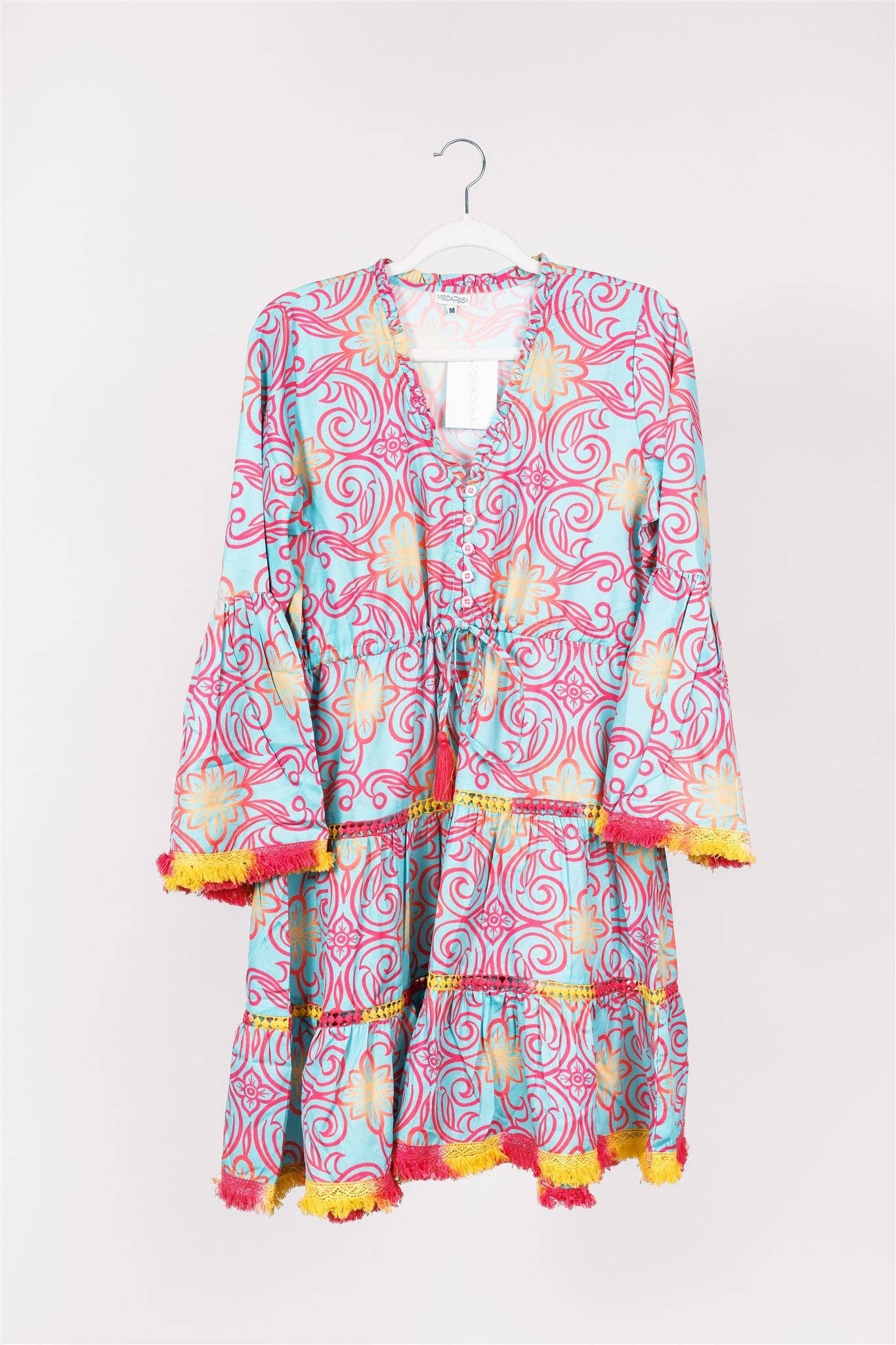 ModaPosa - Wholesale Dress - Women's - Desideria Dress Majolica Arbor Blue Red Gold Spring Summer6