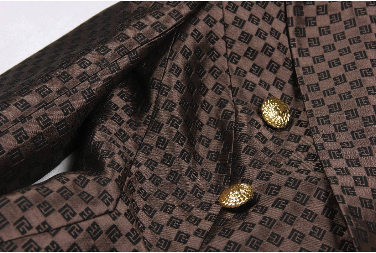 Marron Blazer brodé jacquard femme BL080 en vente sur Faire14