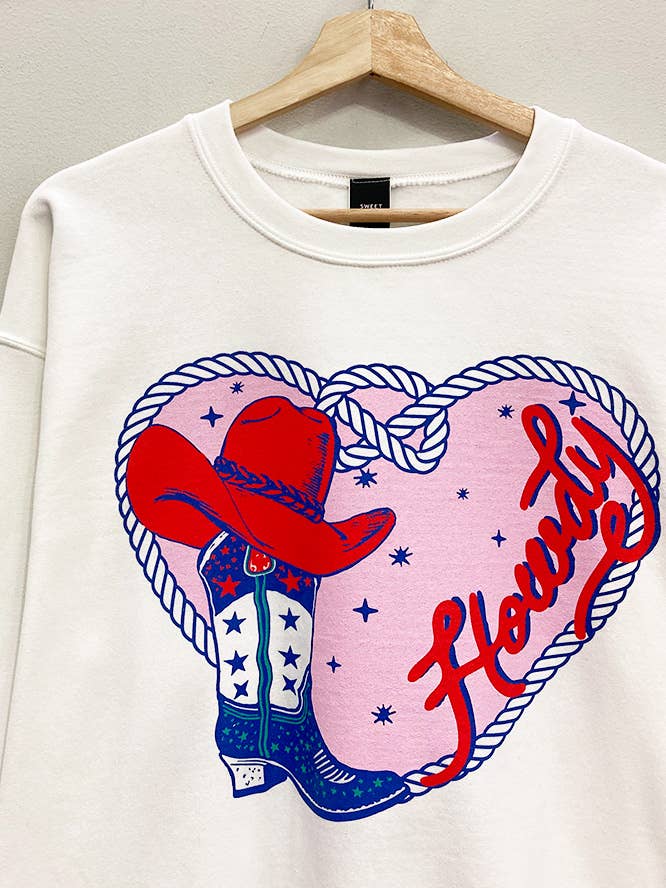 White Western Romance Graphic Sweatshirt for wholesale on Faire