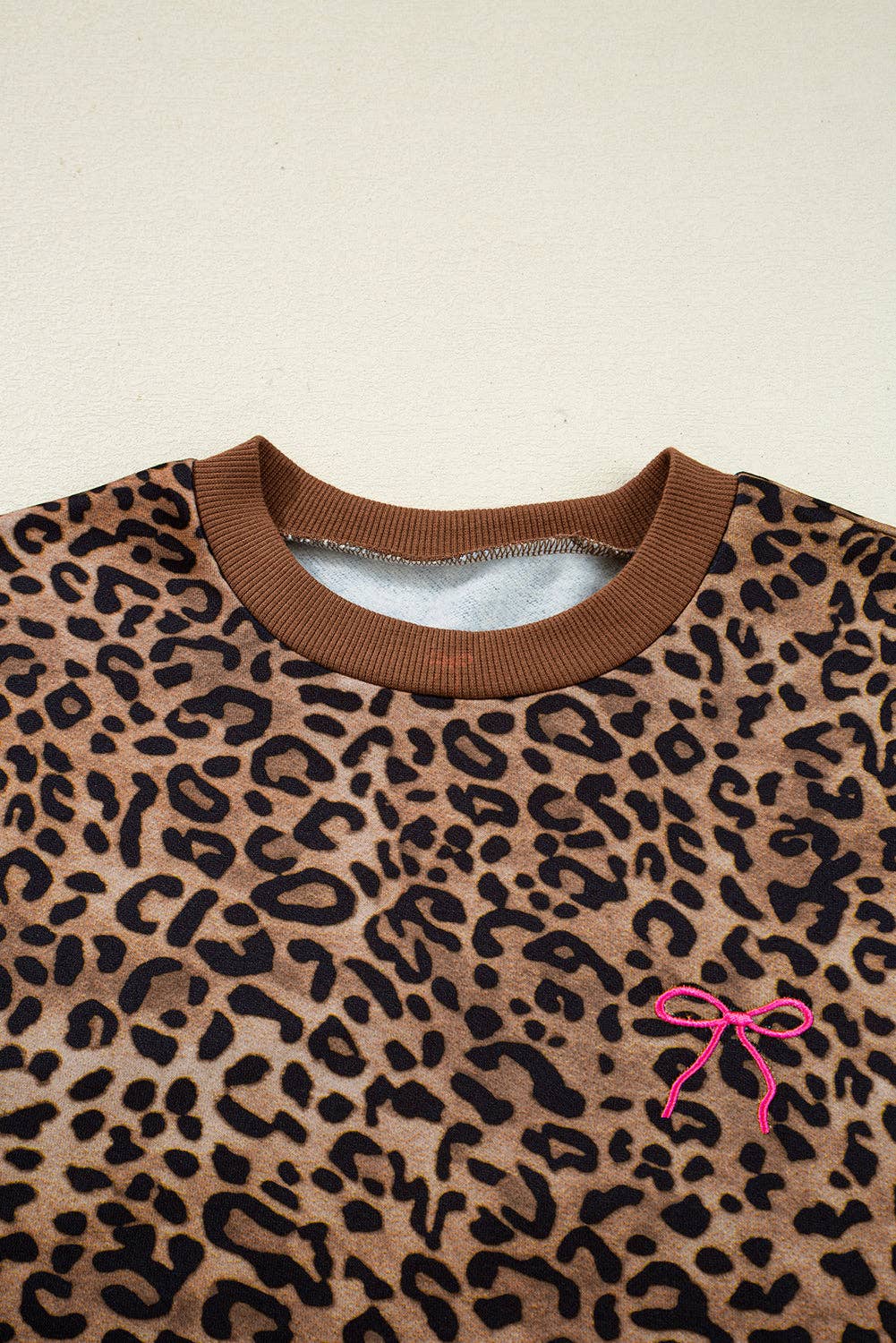 Coffee LALALOO Leopard Long Sleeve Top and Pants Set for wholesale on Faire4