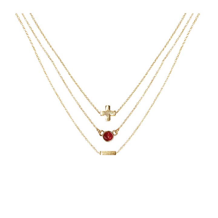 Ensemble de 3 colliers Cornaline & Or pour la vente par CHARGED