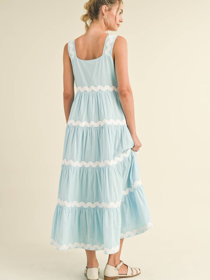 &MERCI - Wholesale Dress - Women's - TIERED RIC RAC TRIM MIDI DRESS MDR307424