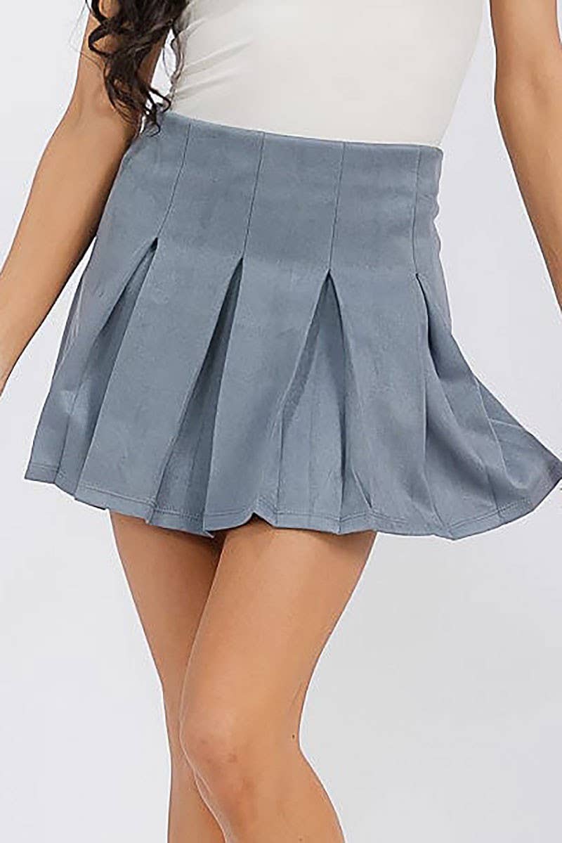 ROUSSEAU – wholesale Kjol - Dam – Sammet elastisk midja veckad utsvängd minikjol10