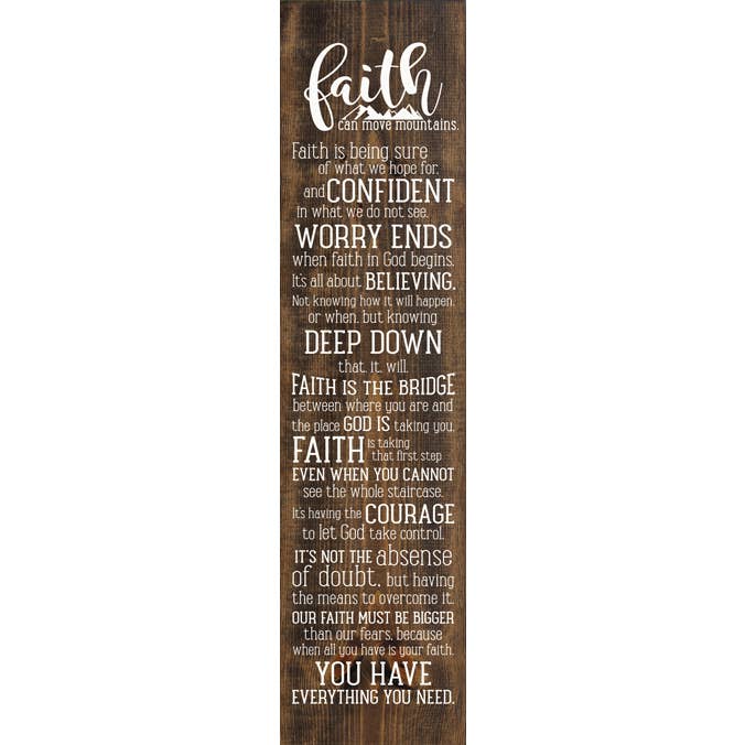 SAWDUST CITY – wholesale Sign – Faith Can Move Mountains Farmhouse Sign 9 x 36" Vertical1