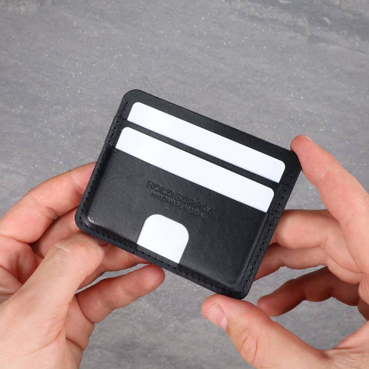 Black Unisex Leather Card Holder Wallet for wholesale by HOLD SUPPLY
