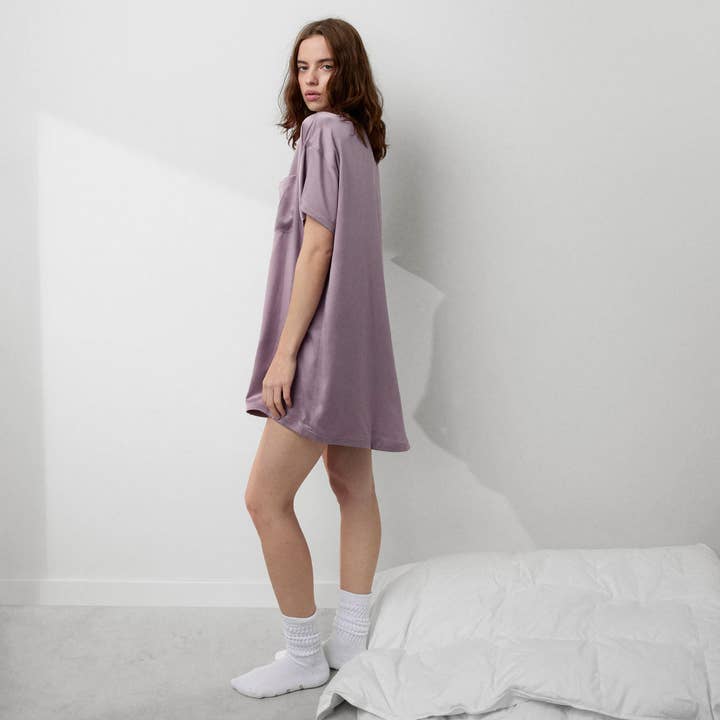 Frosted Crocus Washable Silk Oversized Sleep Tee for wholesale on Faire