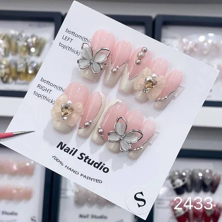 hand made Press on Nails 2433 for wholesale by foamboxnail