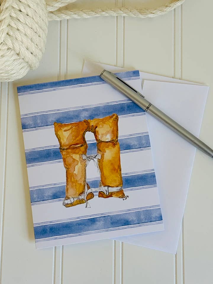 Set di cartoline illustrate ad acquerello con giubbotto di salvataggio arancione per la vendita all'ingrosso da parte di LSA-studio