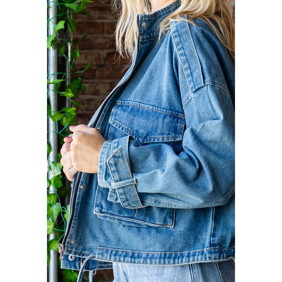 Veveret – Casaco de ganga - Mulher por atacado – Blusão Denim Utility de Bolso Duplo3