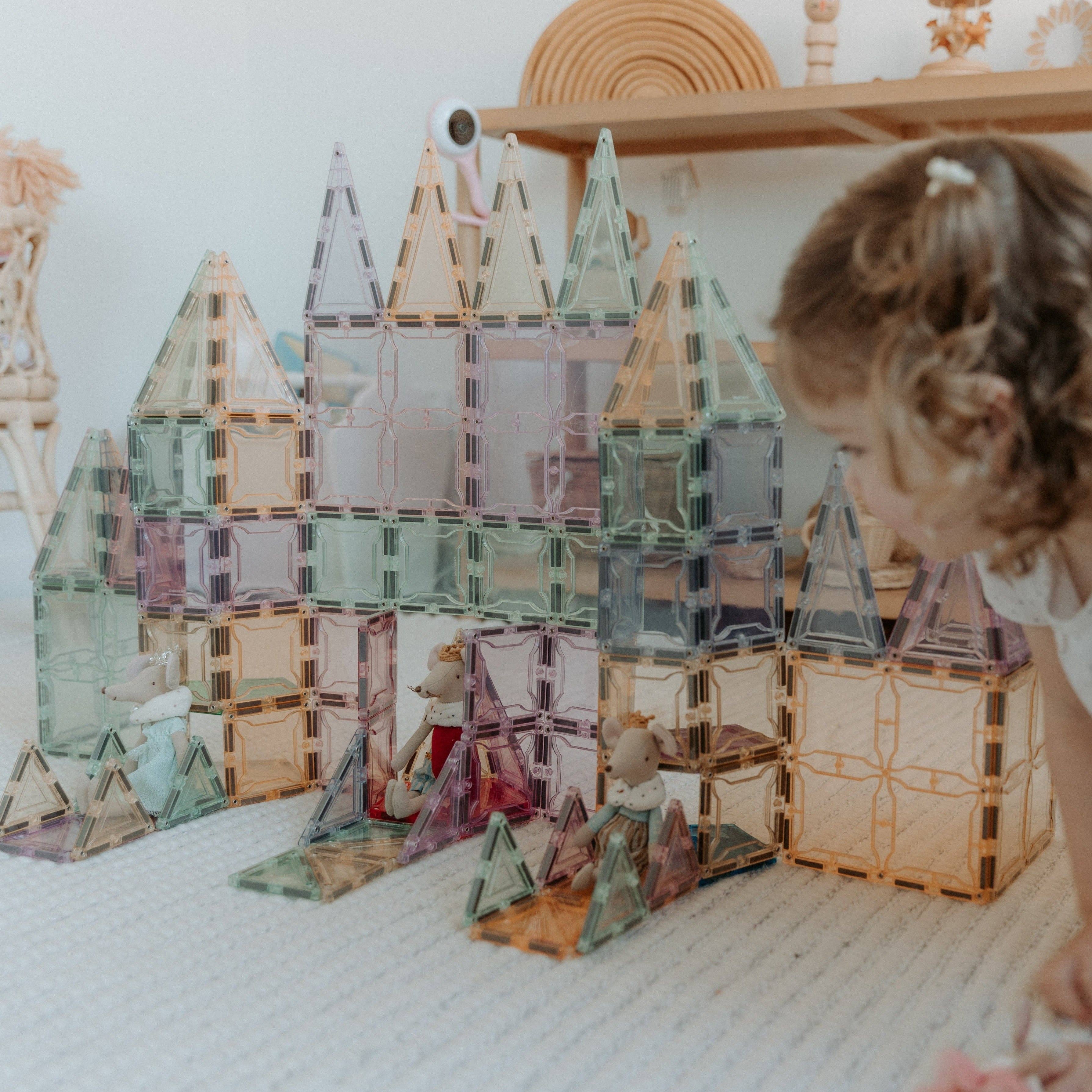 Play Planet - Wholesale Building Set - Kids - 102 Pieces Light Colors Pastel Set Magnetic Tiles | MAGBLOX®8