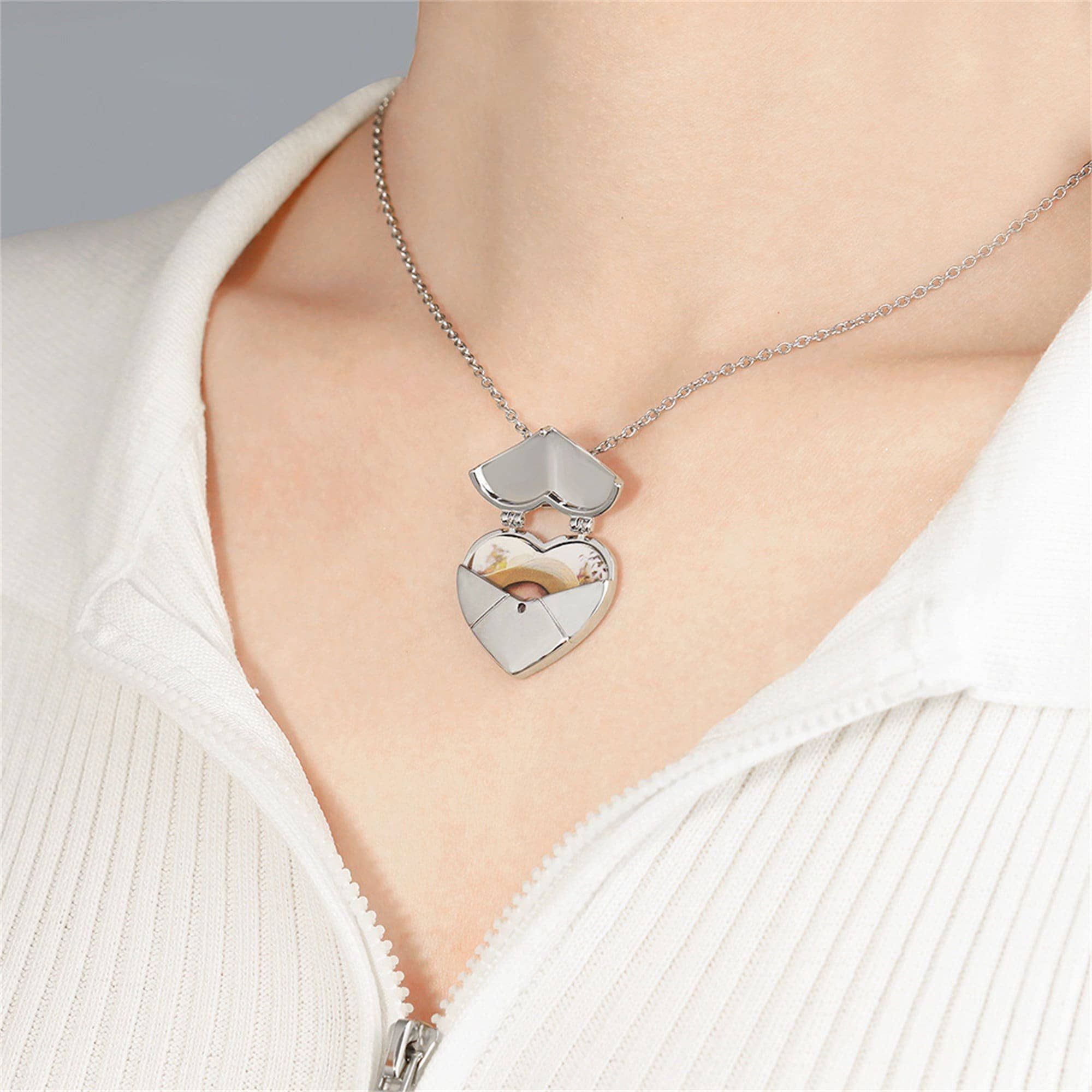 Perimade & Co. LLC - Wholesale Locket Necklace - Custom Heart Photo Locket Necklace in Stainless Steel5