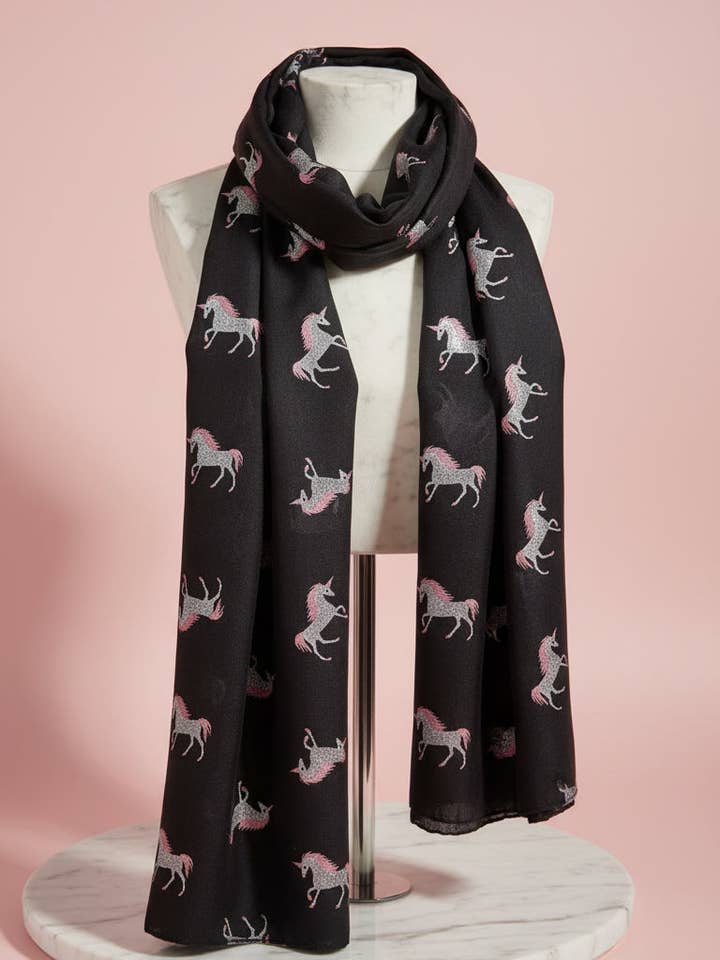 Unicorn Embroidered Scarf Pack of 12 for wholesale by Arya Jewellery Wholesale