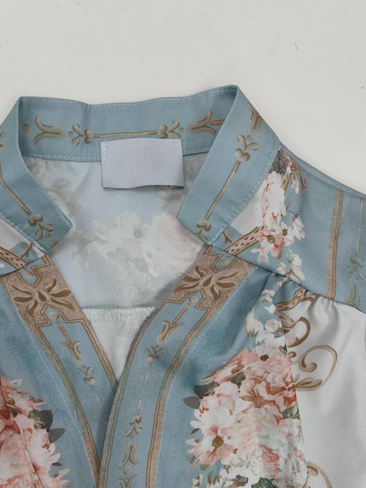 Decor Vintage Boho Floral Print Pleated Dress for wholesale on Faire4